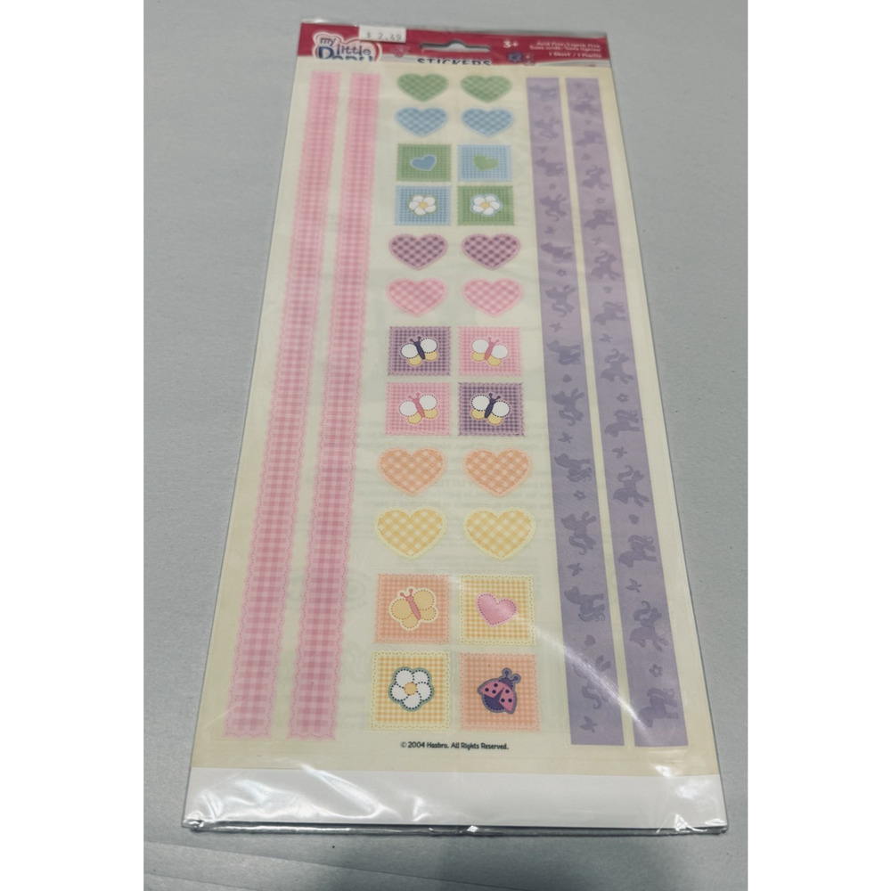 Sandylion My Little Pony Sticker Sheet 2004 Hasbro butterflies hearts borders